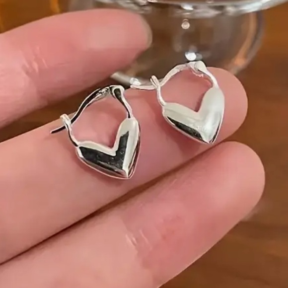 255- Pair Of 925 Sterling Silver Heart-shaped - Picture 5 of 6